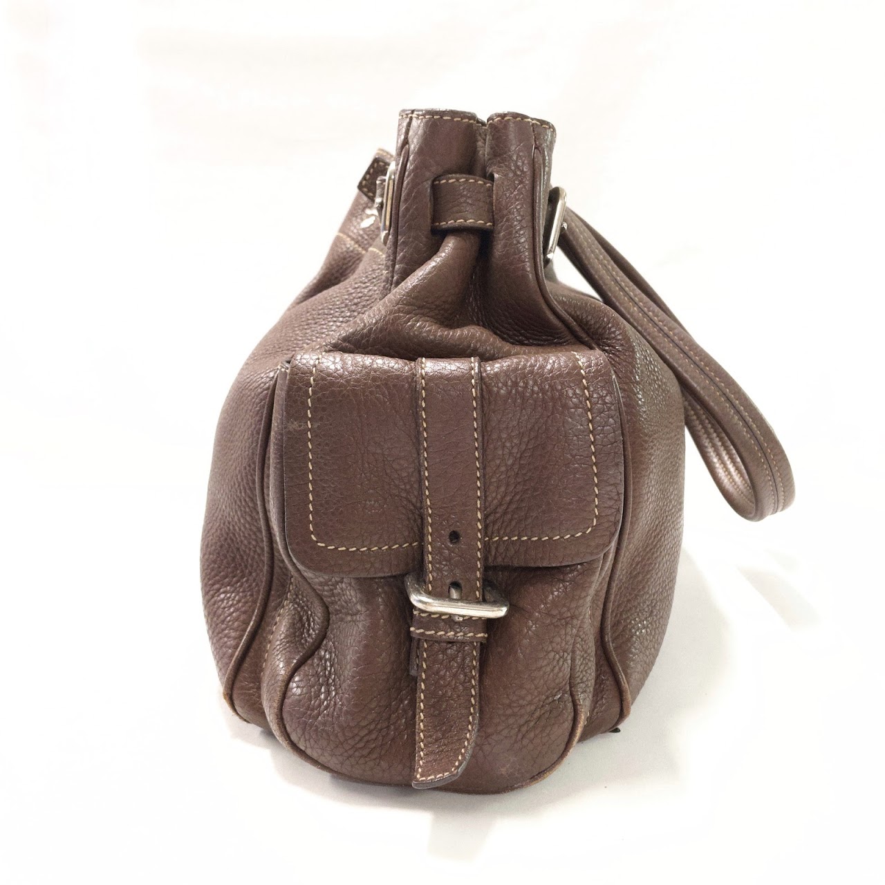 Prada Brown Leather Buckle Bag