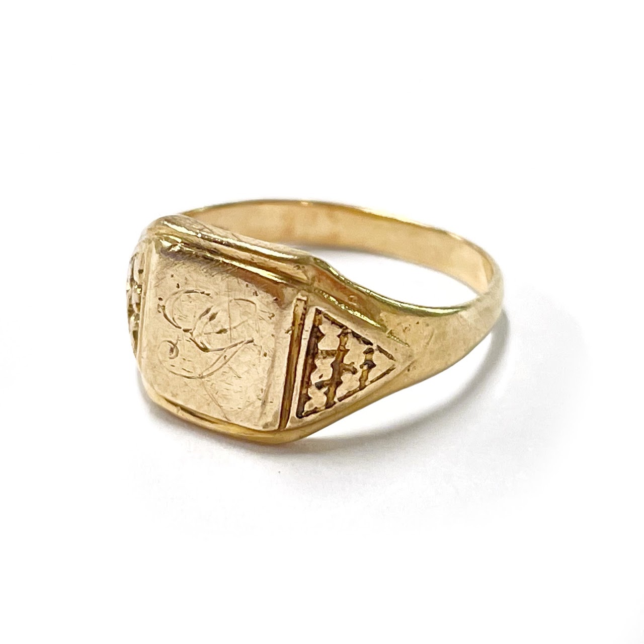 14K Gold Engraved Ring