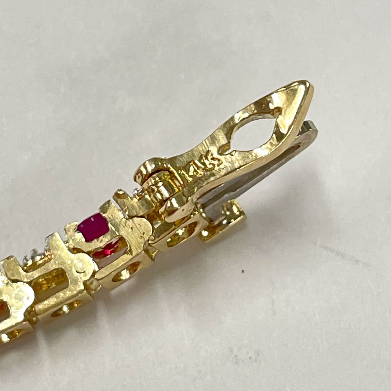 14K Gold, Diamond & Ruby Bracelet