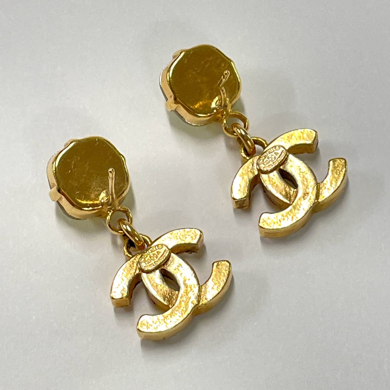Chanel  Faux Rhinestone CC Earrings