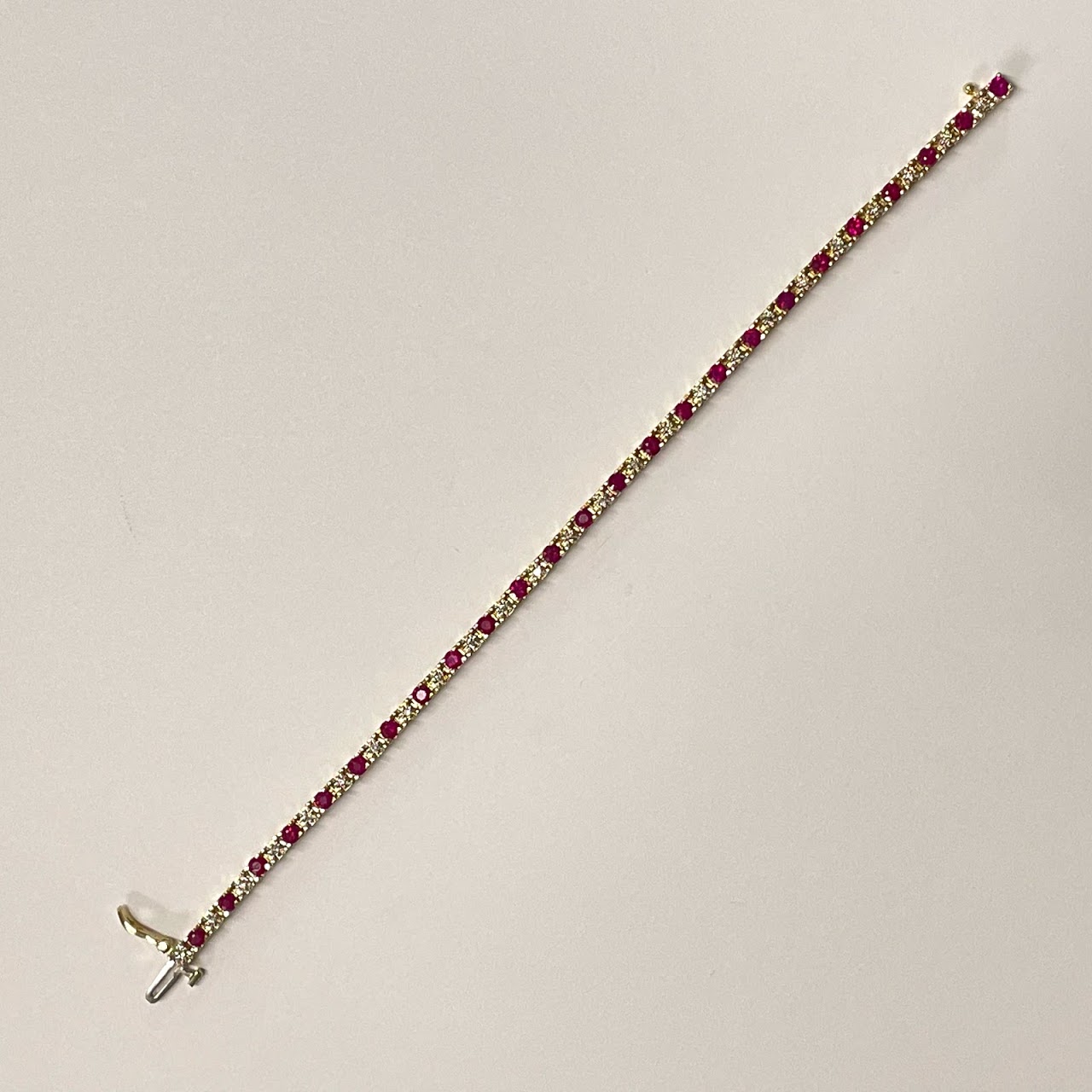 14K Gold, Diamond & Ruby Bracelet