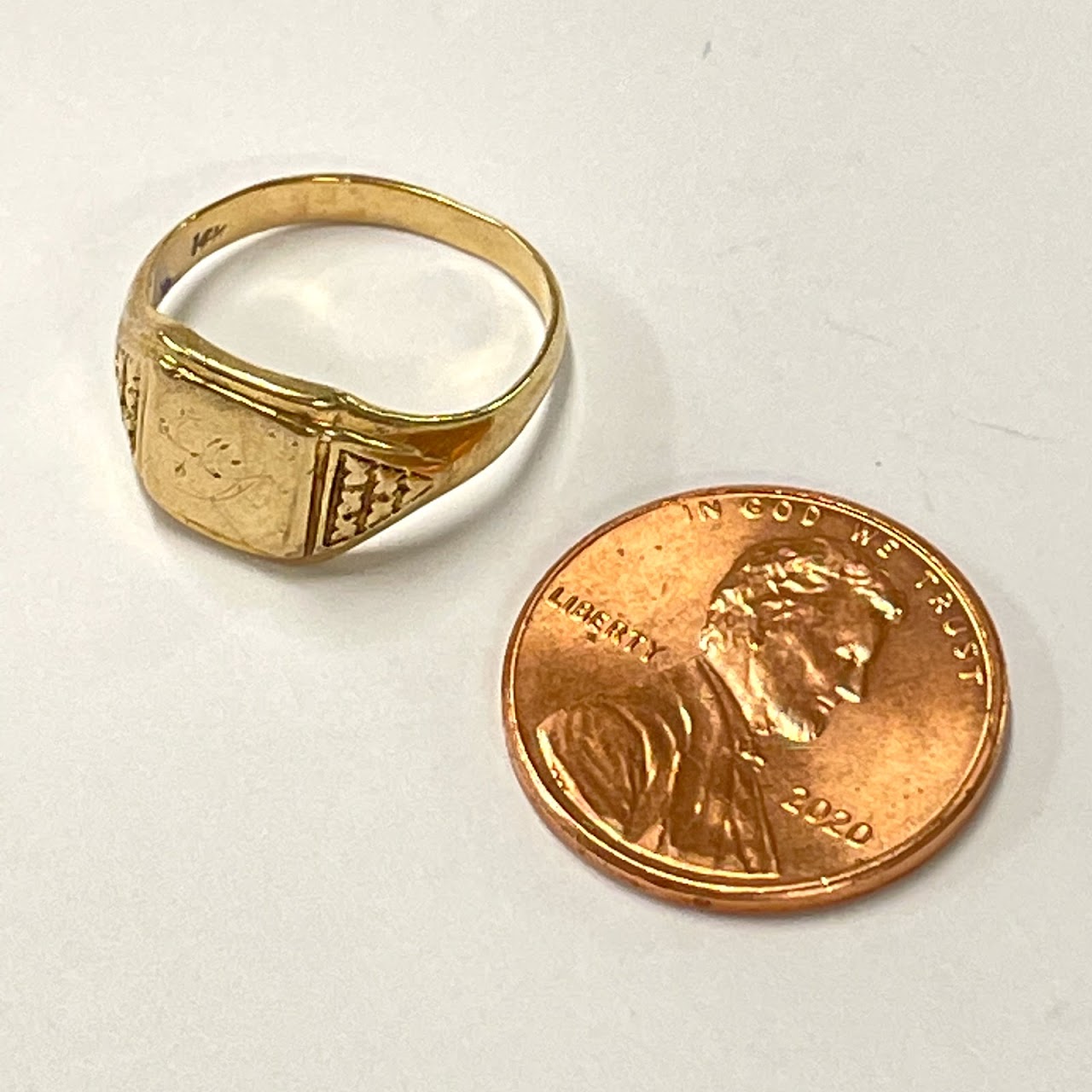 14K Gold Engraved Ring