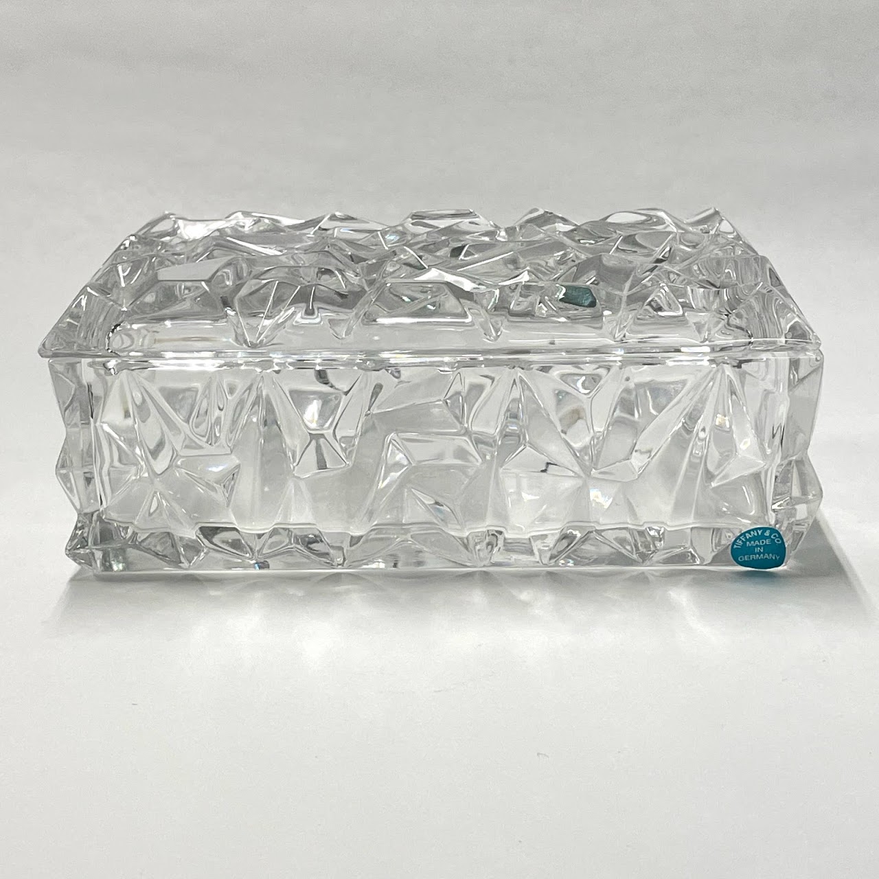 Tiffany & Co. Engraved "Black Enterprise" Rock Cut Crystal Lidded Box