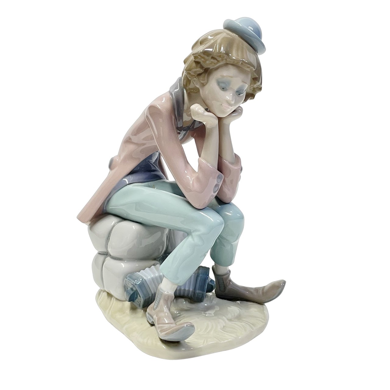 Lladró Pensive Sitting Clown with Accordion Figurine