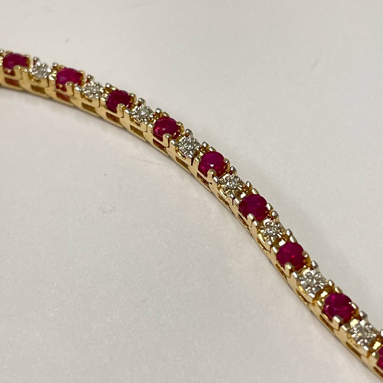 14K Gold, Diamond & Ruby Bracelet