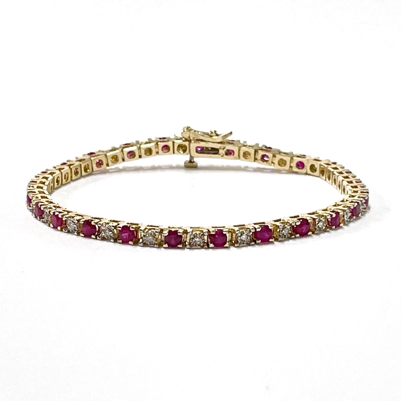 14K Gold, Diamond & Ruby Bracelet