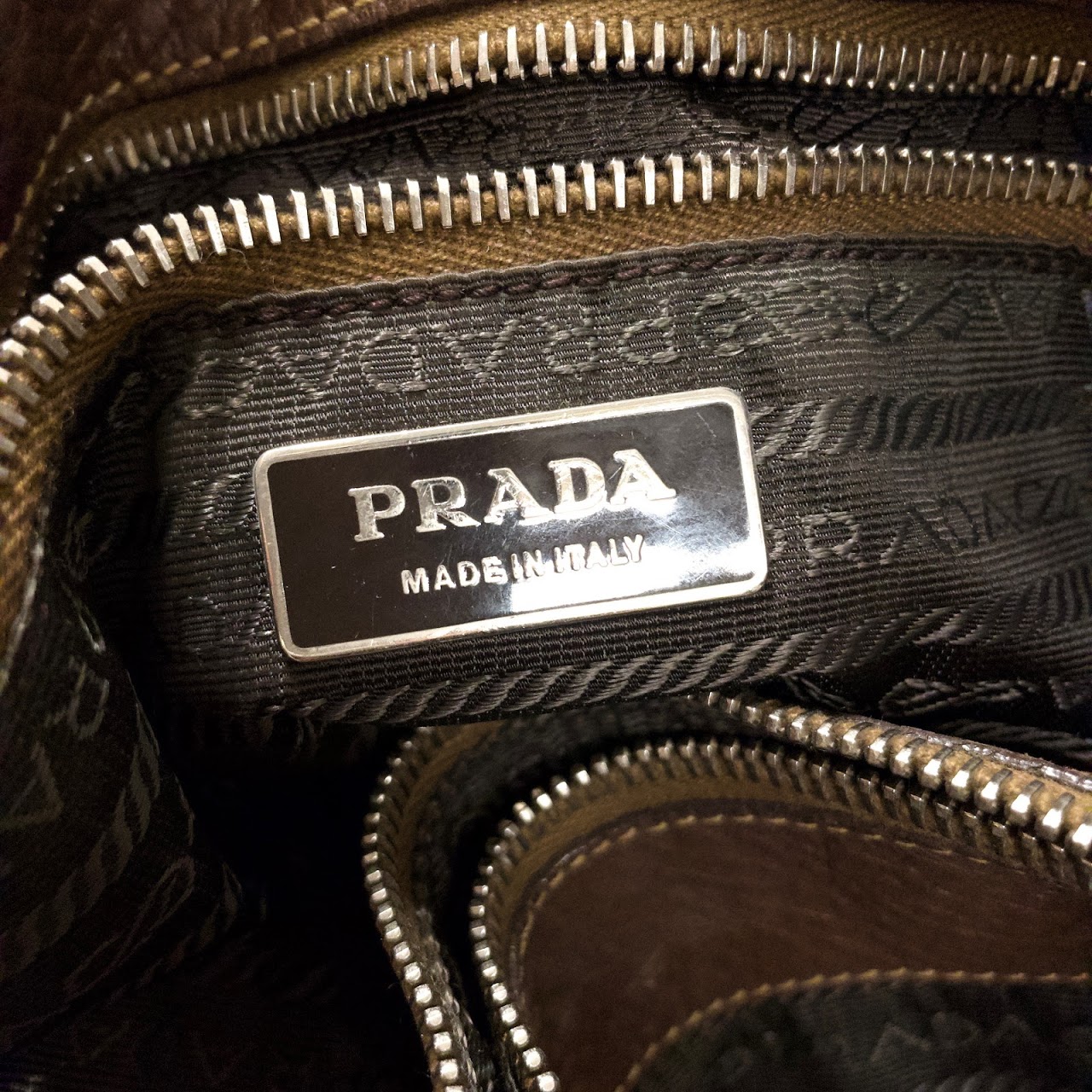 Prada Brown Leather Buckle Bag