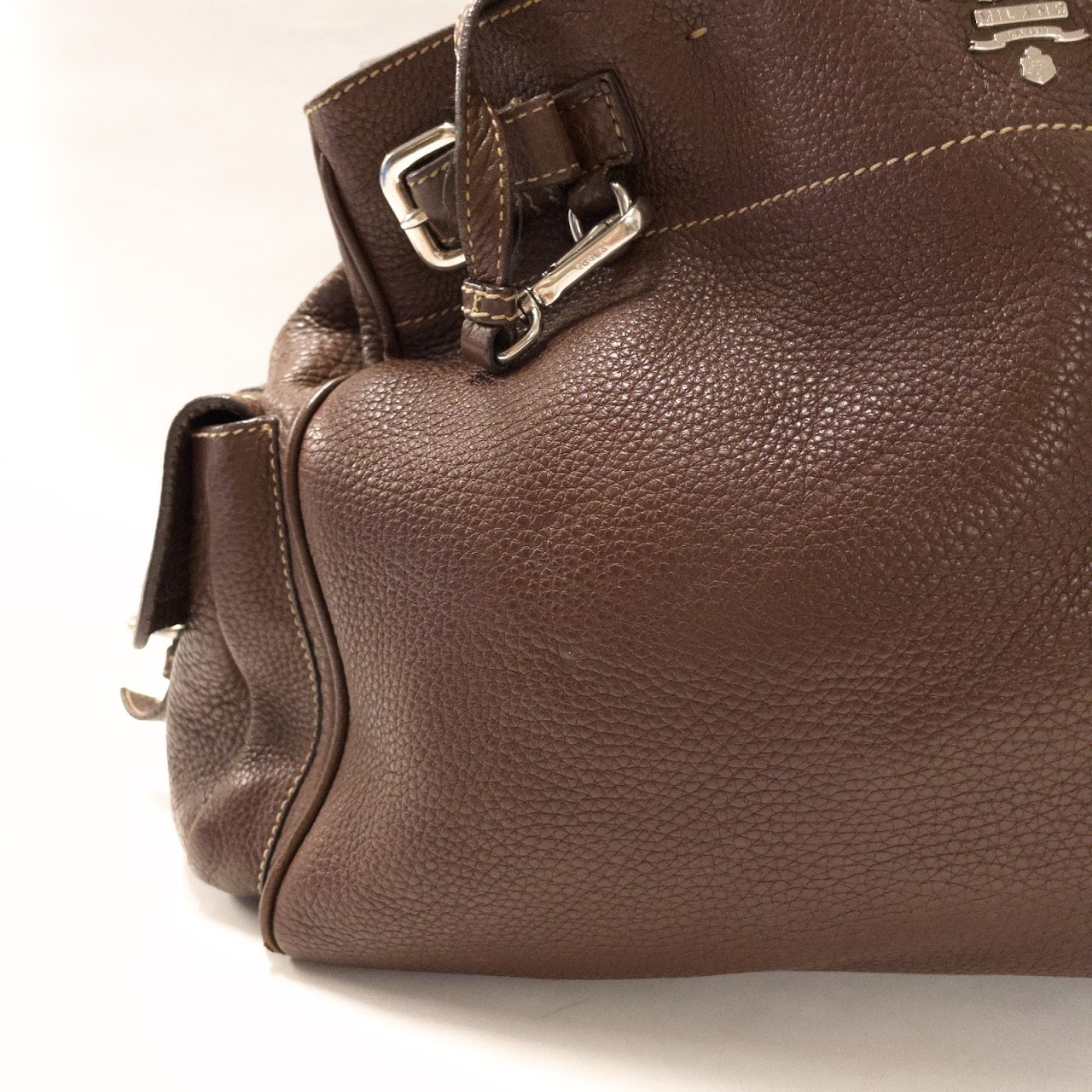 Prada Brown Leather Buckle Bag