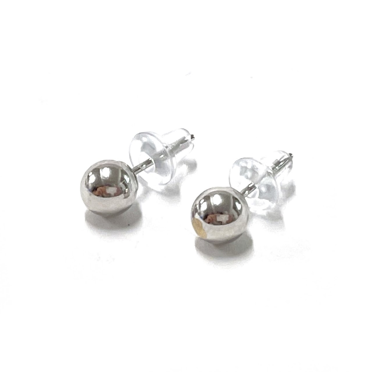 14K White Gold Ball Stud Earrings