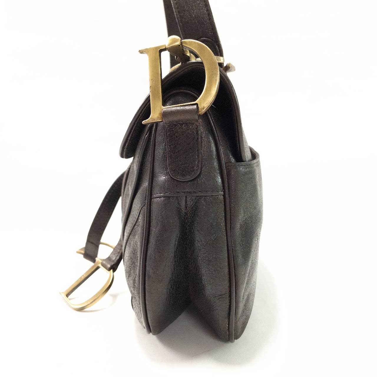 Christian Dior Brown Leather Double Saddle Bag