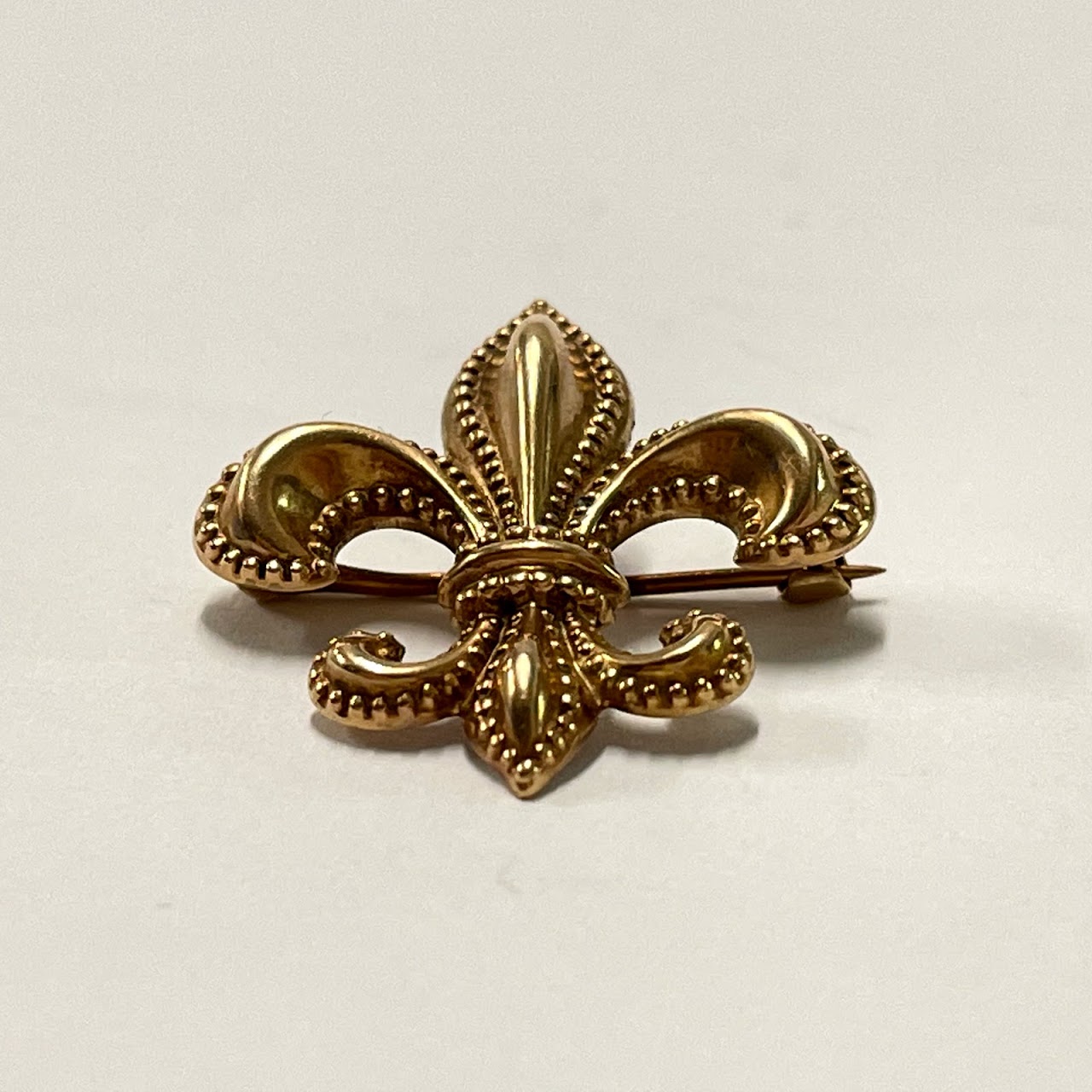 14K Rose Gold Fleur De Lis Brooch