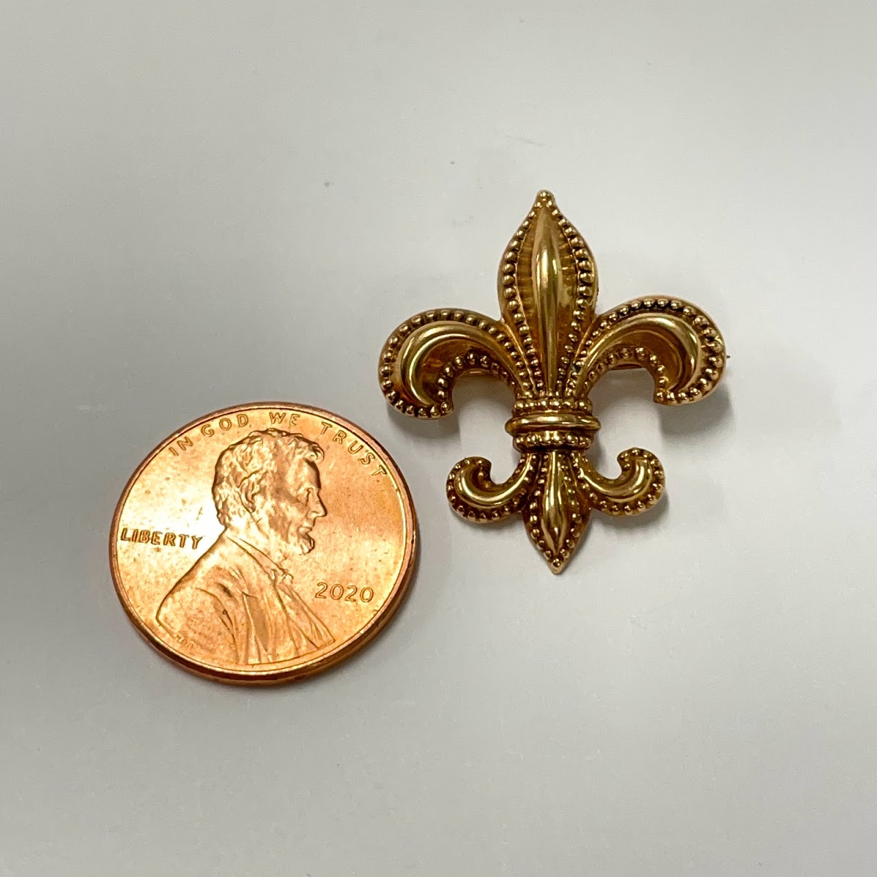 14K Rose Gold Fleur De Lis Brooch