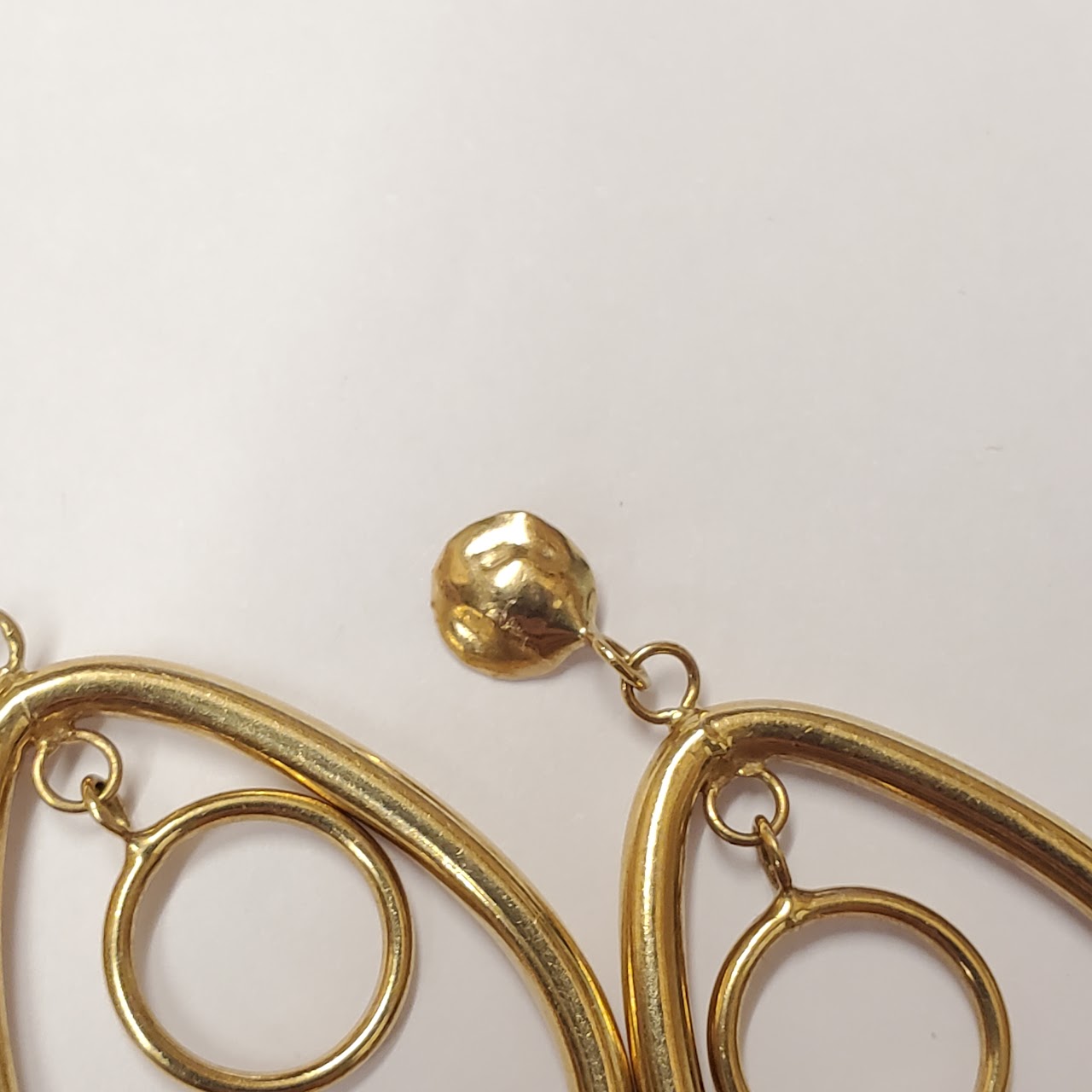 14K Gold Teardrop Open Hoop Earrings NEED REPAIR