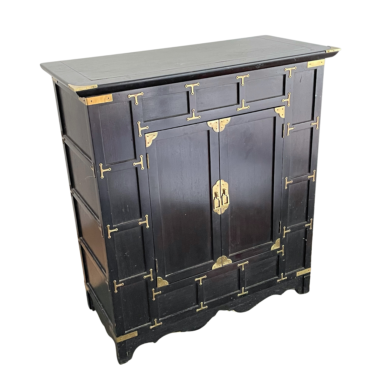 Asian Brass-Trimmed Wooden Chest