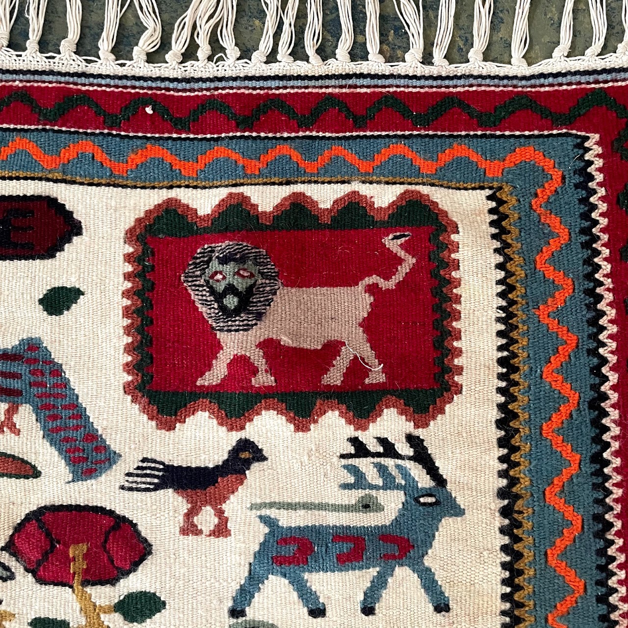 Wool Kilim Wild Animal Area Rug