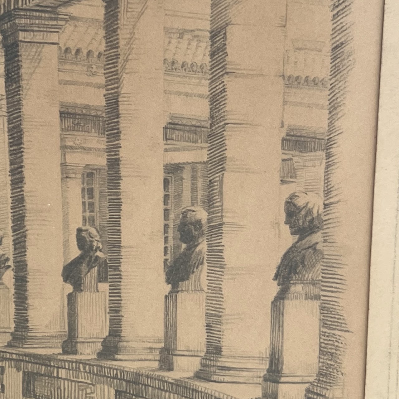 Nicholas U. Comito 'Hall of Fame, NYU, NYC'  Signed Vintage Pencil Drawing