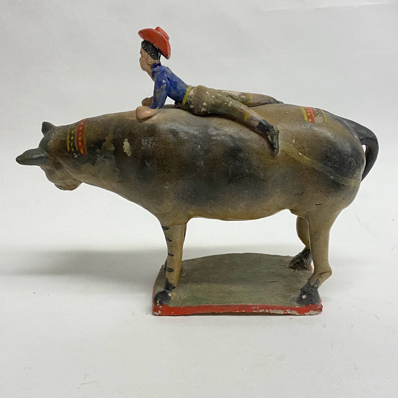 Mexican Folk Art Cowboy Canine Sculpture