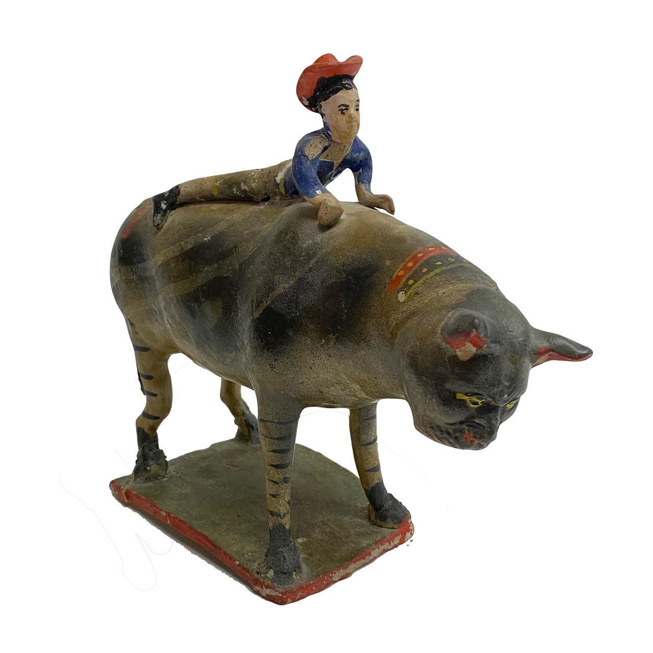 Mexican Folk Art Cowboy Canine Sculpture