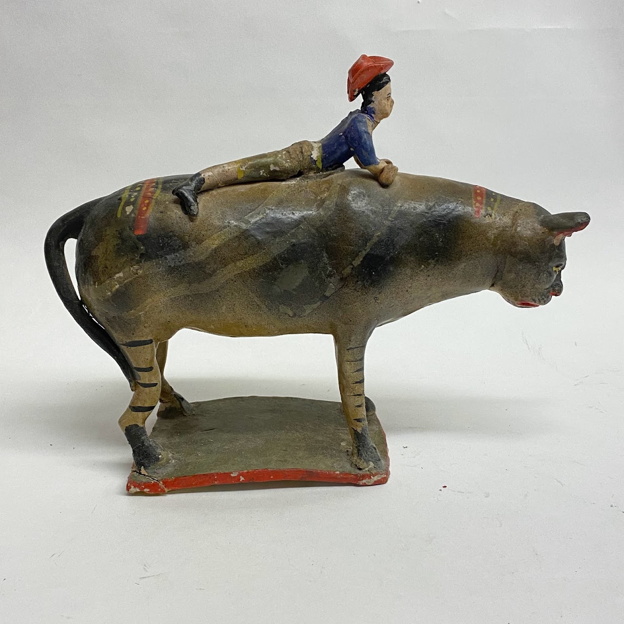 Mexican Folk Art Cowboy Canine Sculpture