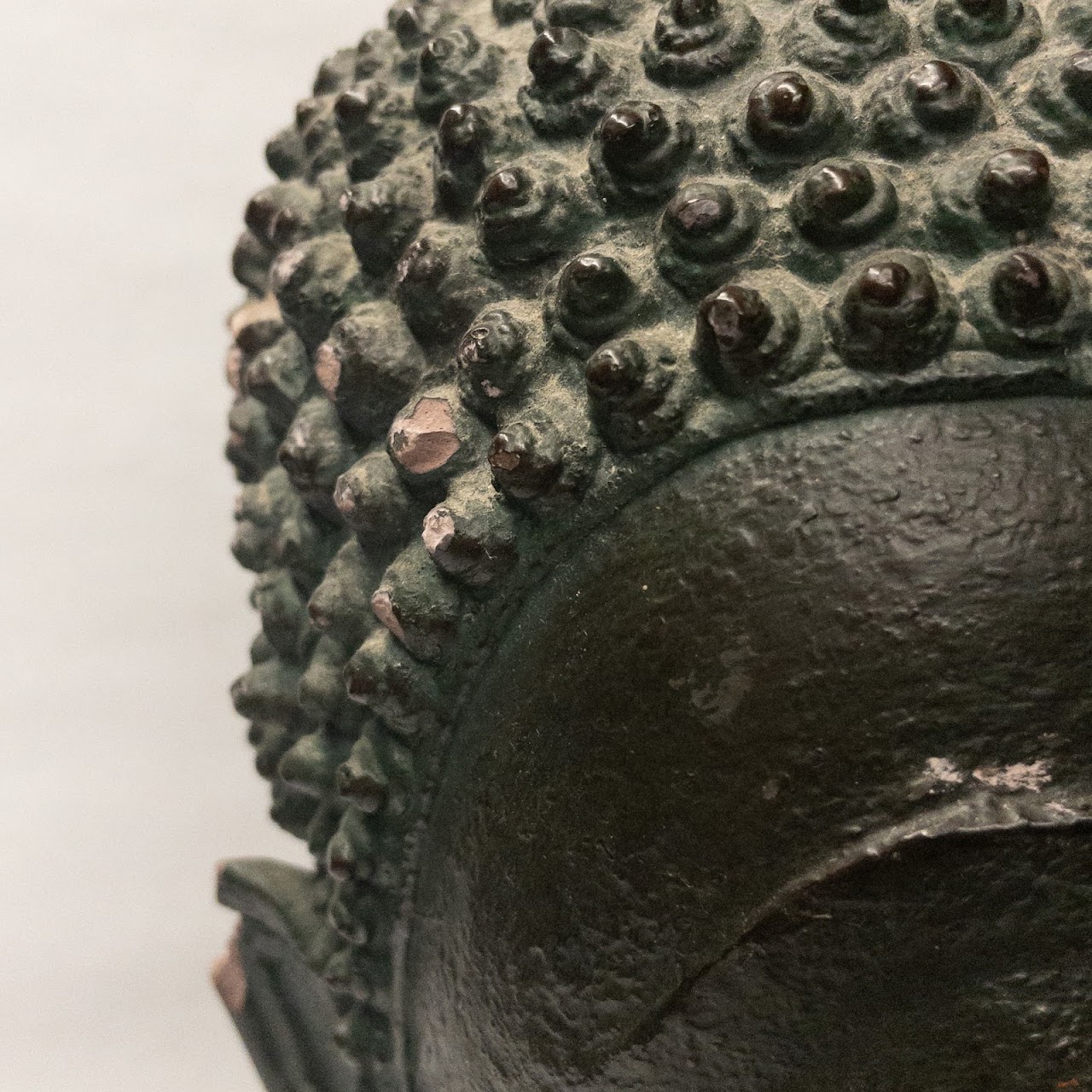 Buddha Head Sculpture Signed