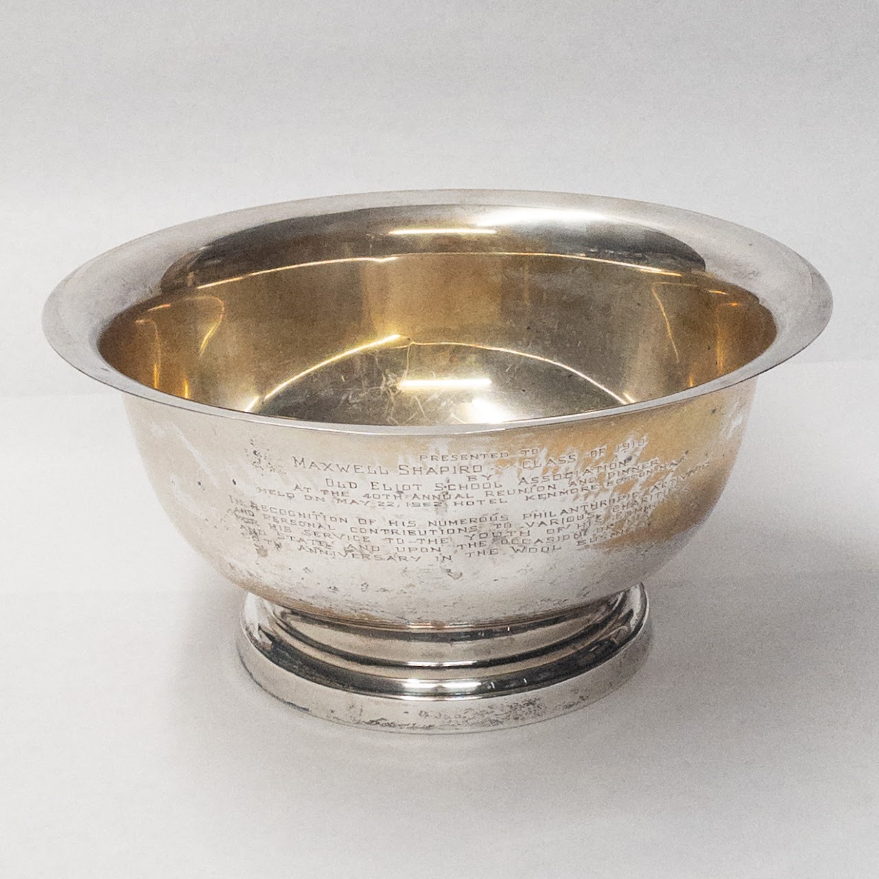 Sterling Silver 10" Vintage Engraved Footed Bowl