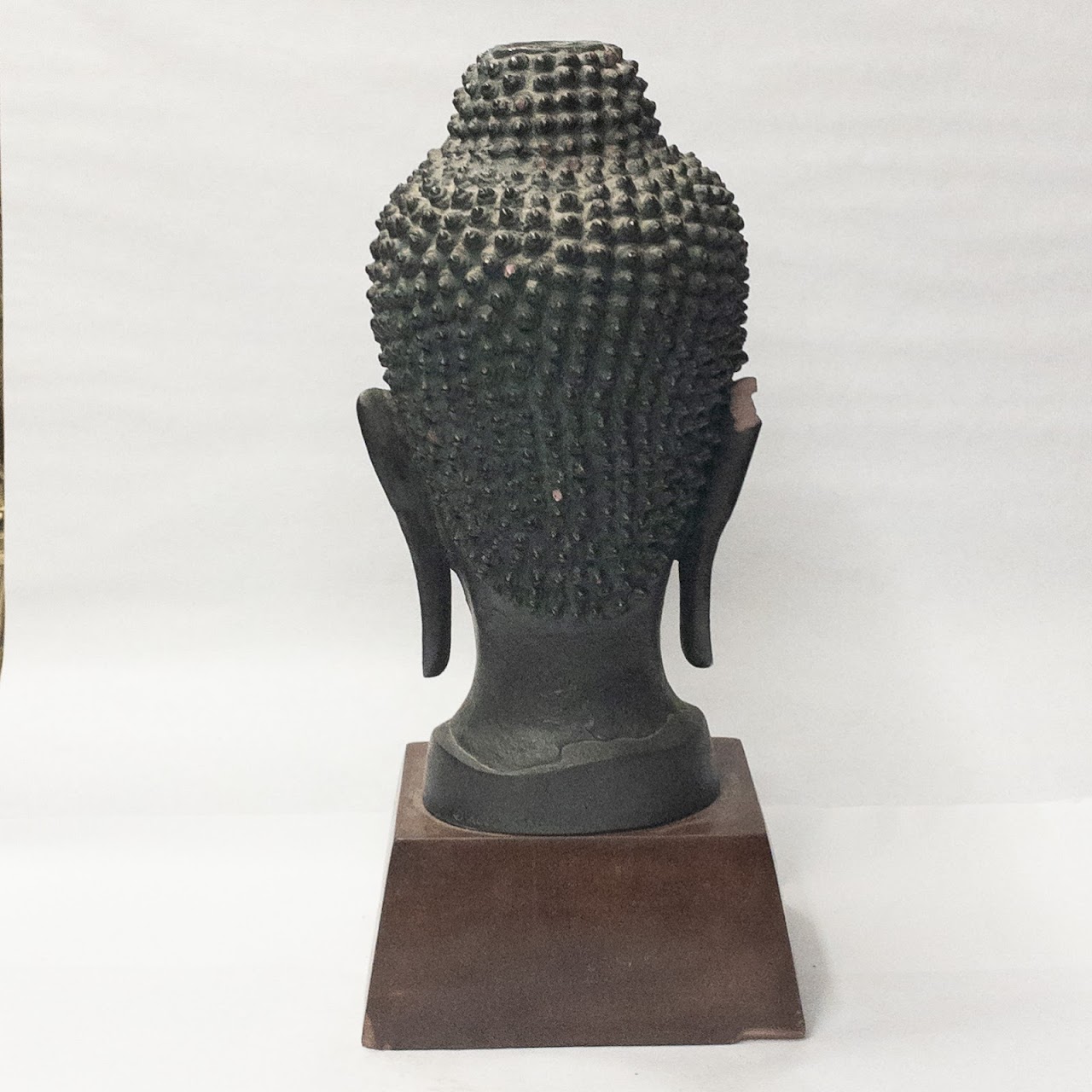 Buddha Head Sculpture Signed