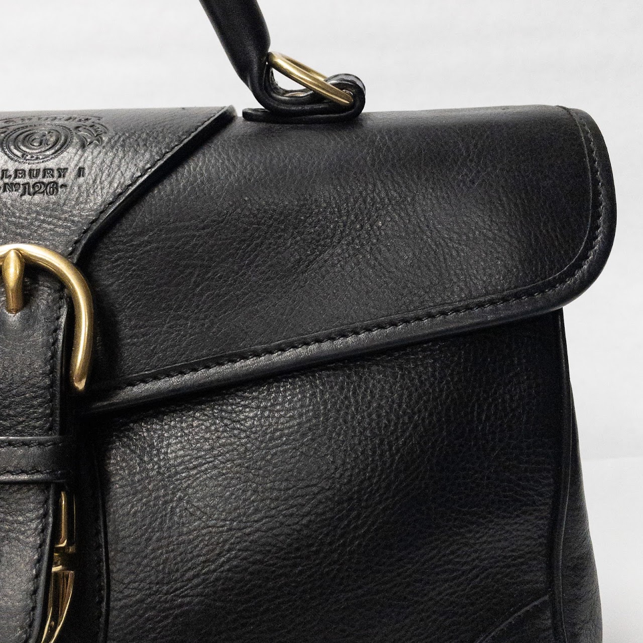 Ghurka Black Leather Top-Handle Bag