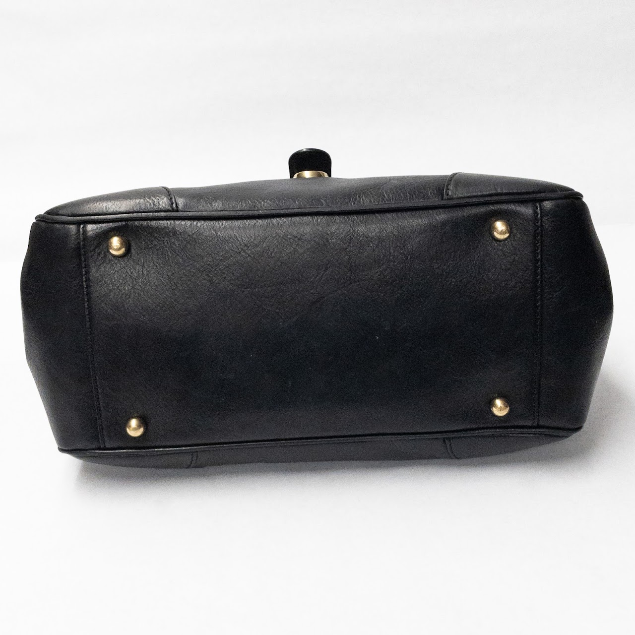 Ghurka Black Leather Top-Handle Bag