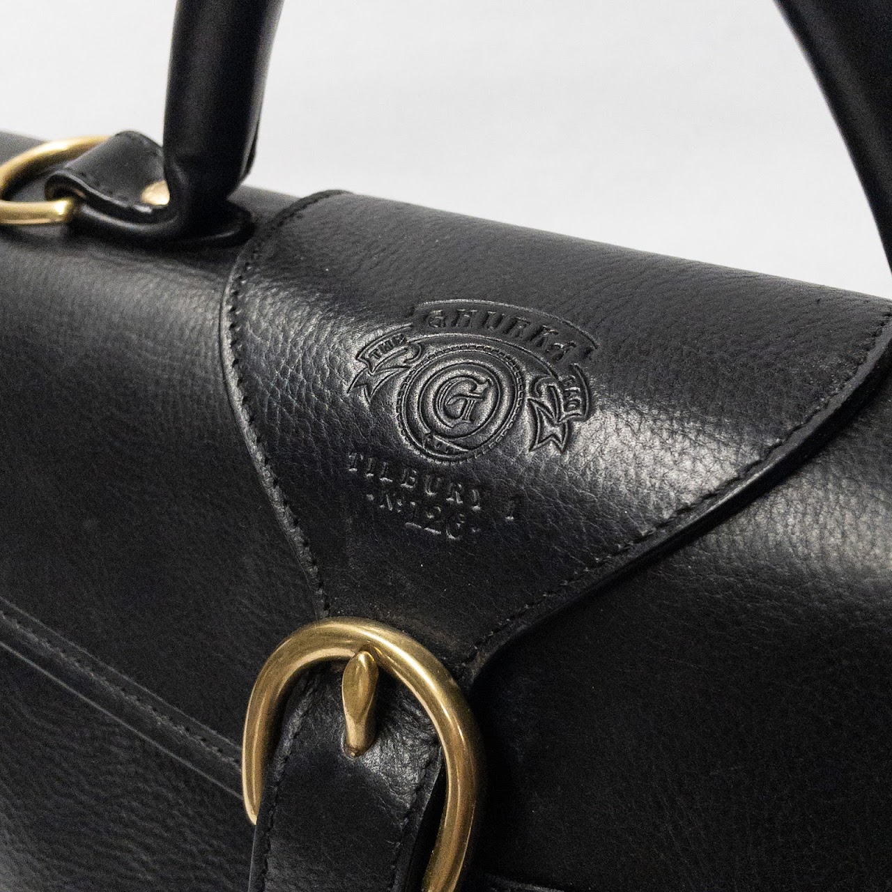 Ghurka Black Leather Top-Handle Bag