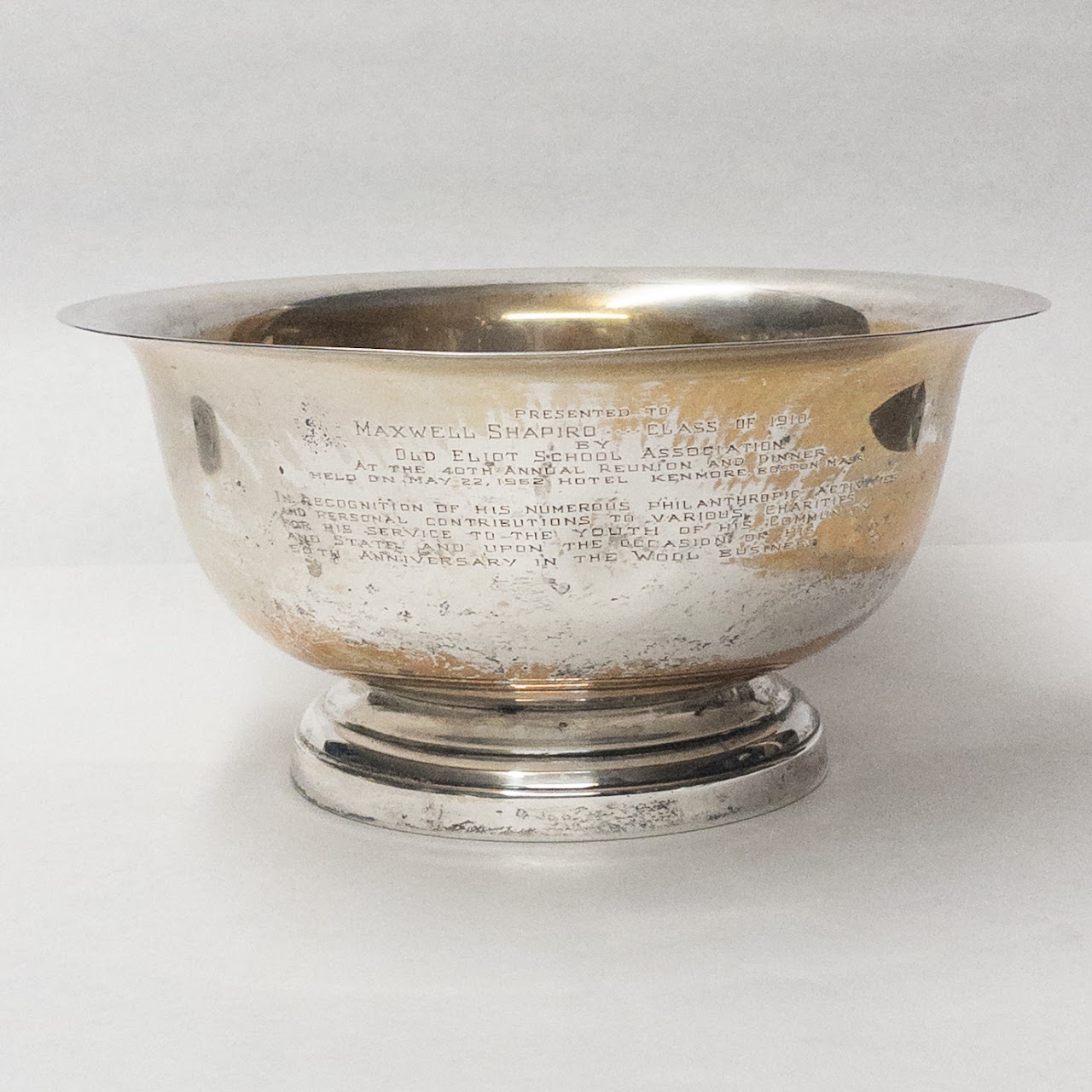 Sterling Silver 10" Vintage Engraved Footed Bowl