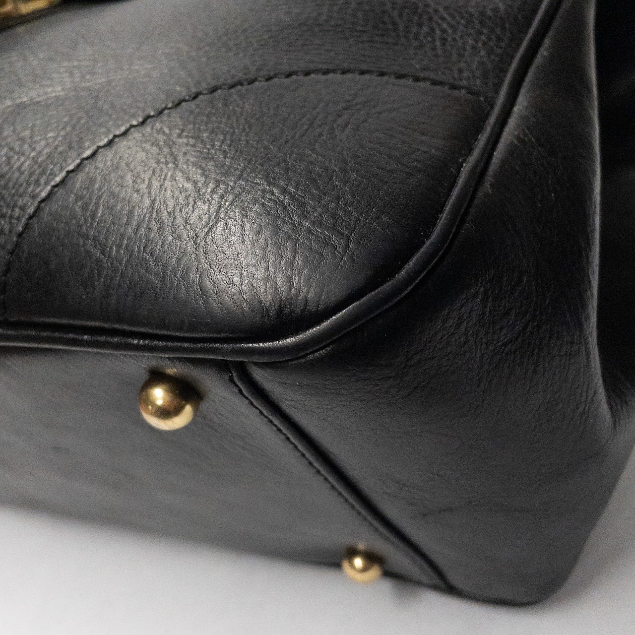 Ghurka Black Leather Top-Handle Bag