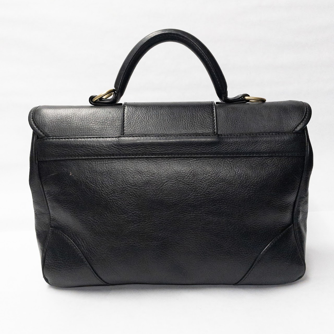 Ghurka Black Leather Top-Handle Bag