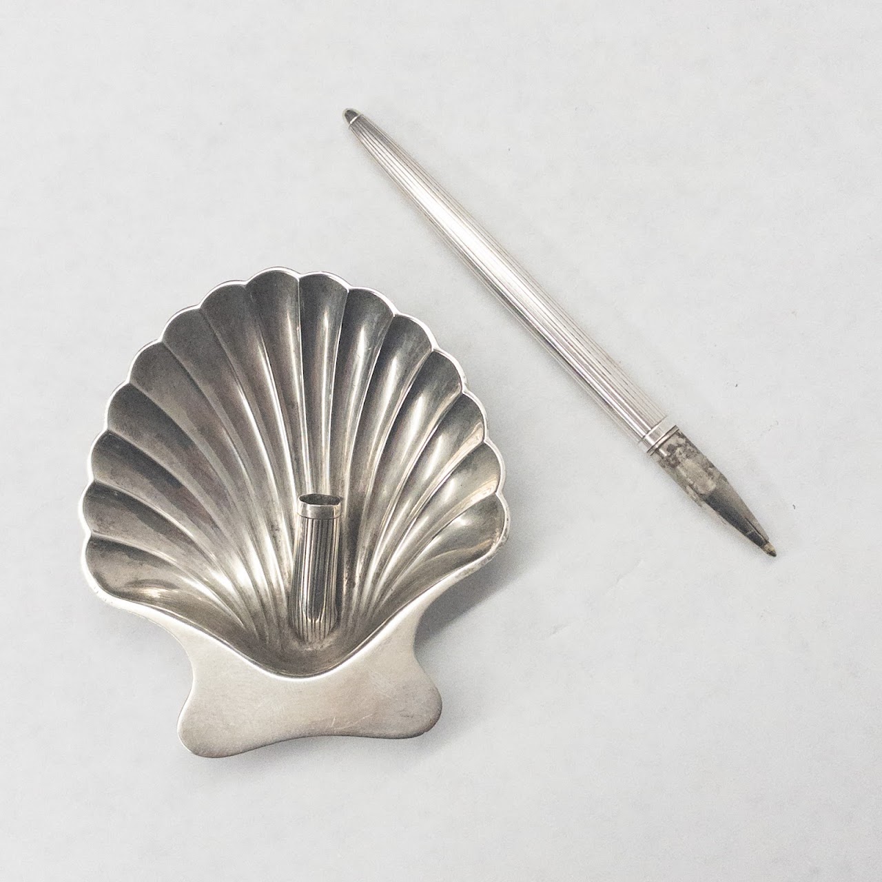 Tiffany & Co. Sterling  Silver Vintage Shell Pen Holder