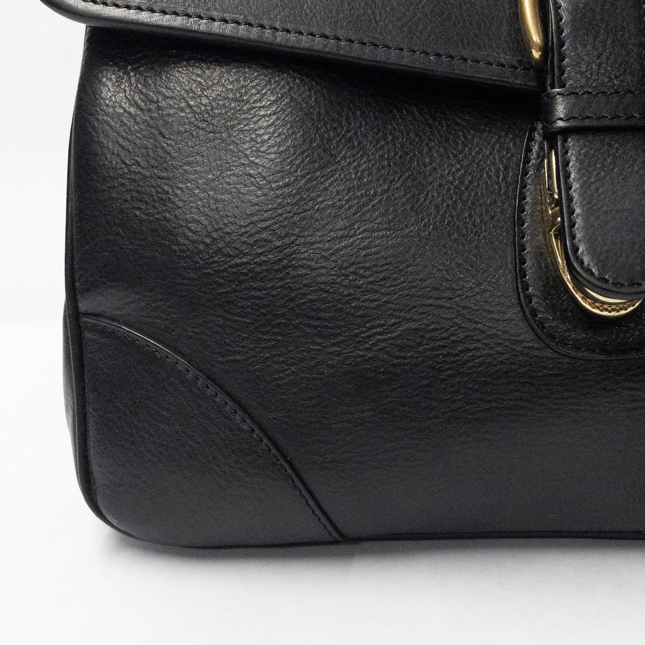 Ghurka Black Leather Top-Handle Bag