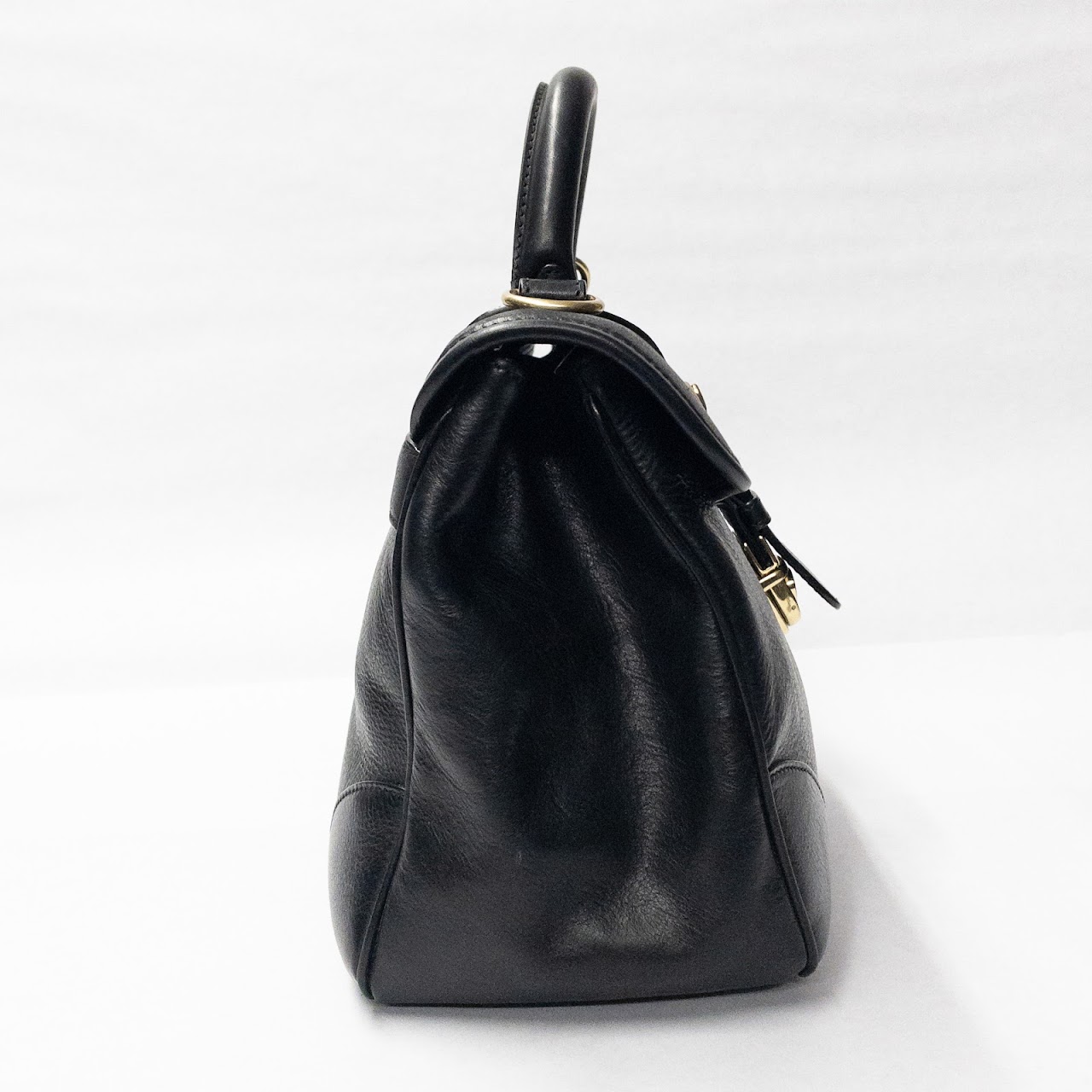 Ghurka Black Leather Top-Handle Bag