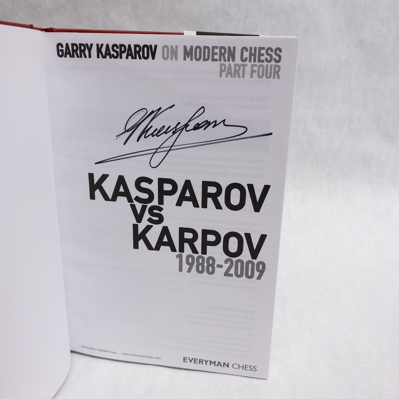 Garry Kasparov SIGNED 'Kasparov vs. Karpov' Book