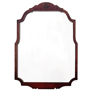 Early 20th C. Mahogany and Birdseye Maple Hand-Painted Mirror
