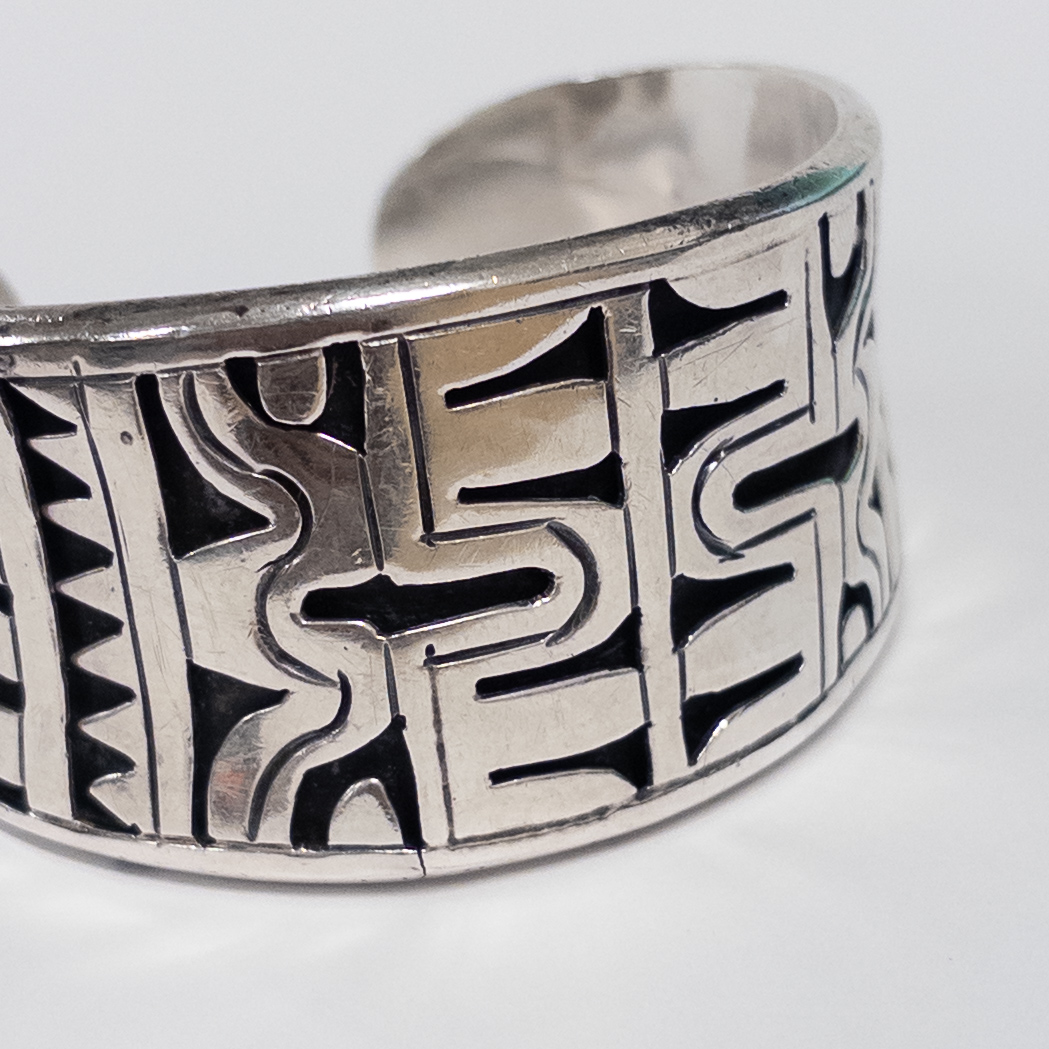 Sterling Silver Beto Aztec-Motif Cuff Bracelet