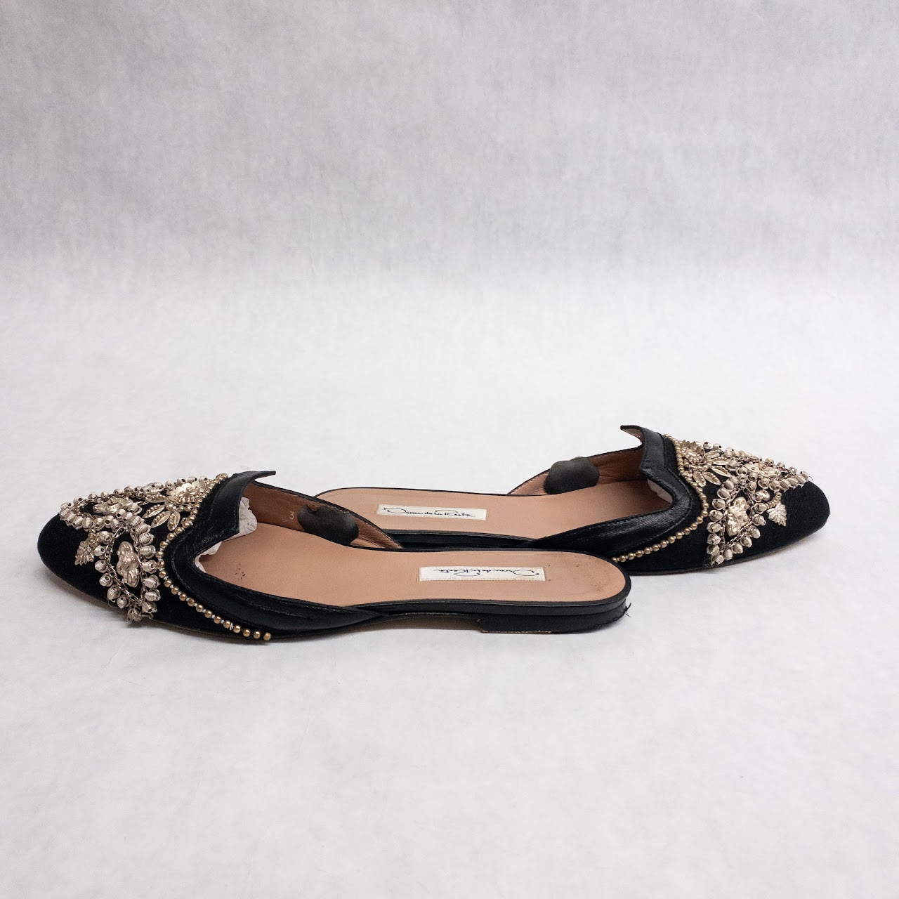 Oscar de la Renta Black Beaded Mules