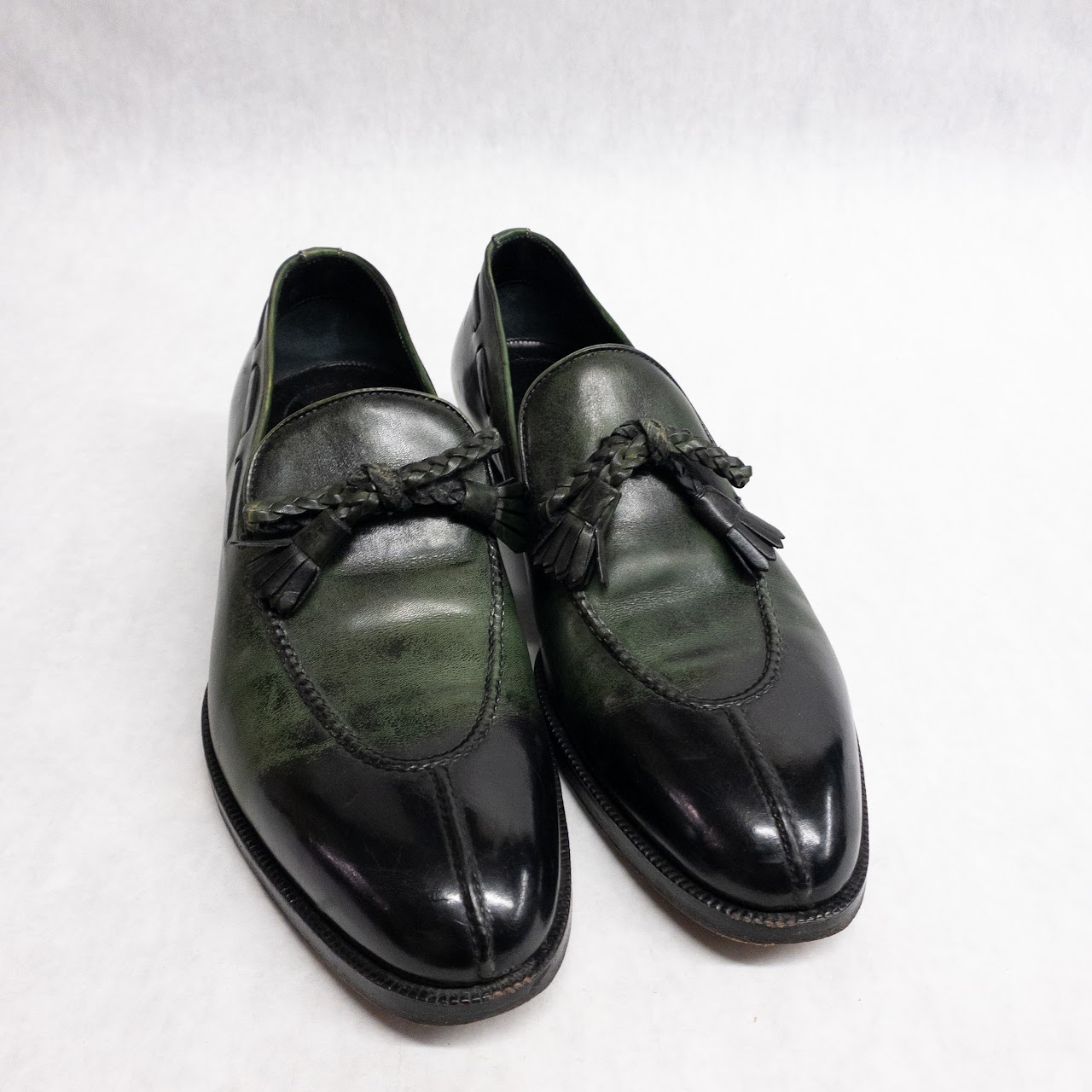 Tom Ford Burnished Green Tassel Loafers