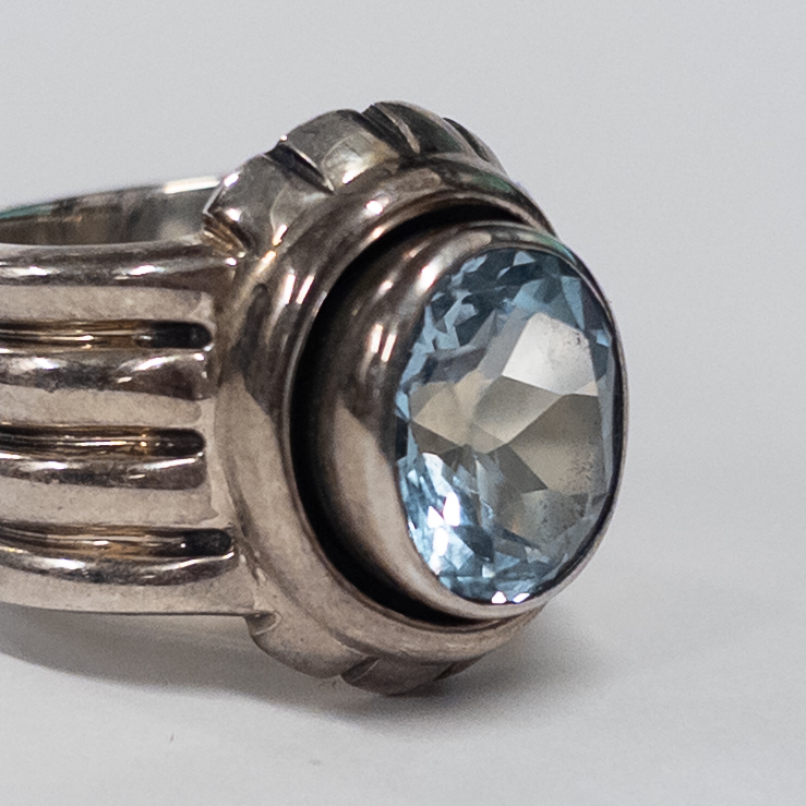 Sterling Silver and Pale Blue Stone Ring