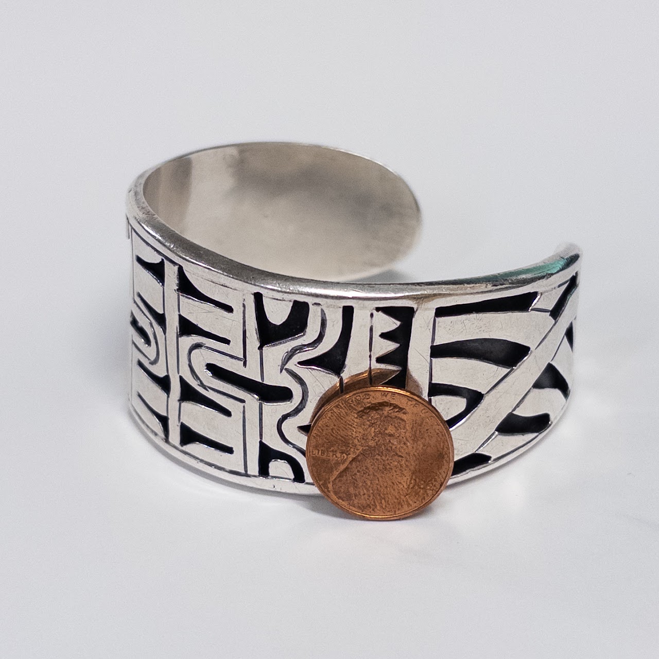 Sterling Silver Beto Aztec-Motif Cuff Bracelet