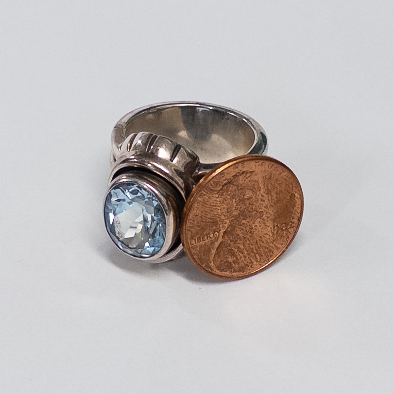 Sterling Silver and Pale Blue Stone Ring