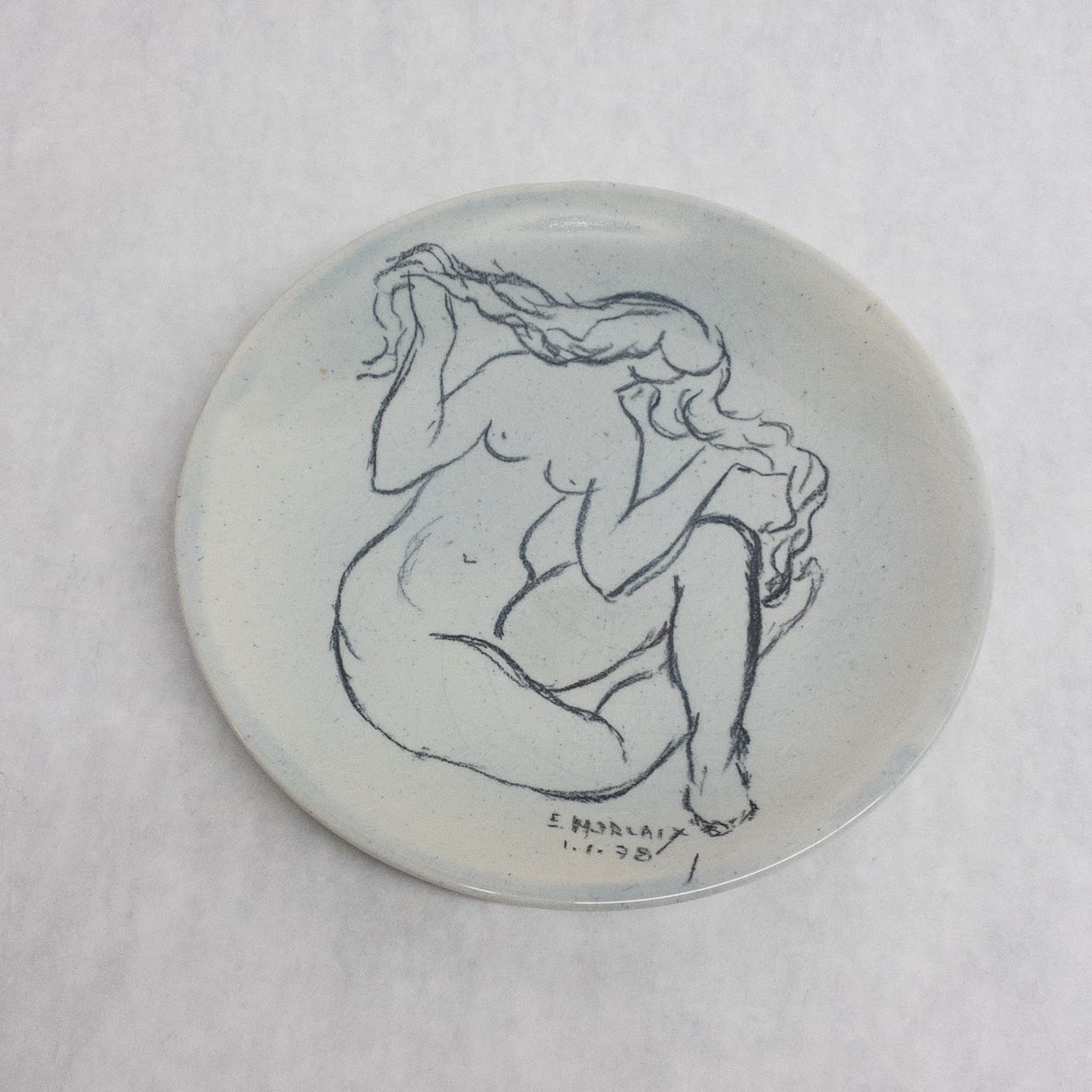 E. Morlaix Signed Nude Study Plate Duo