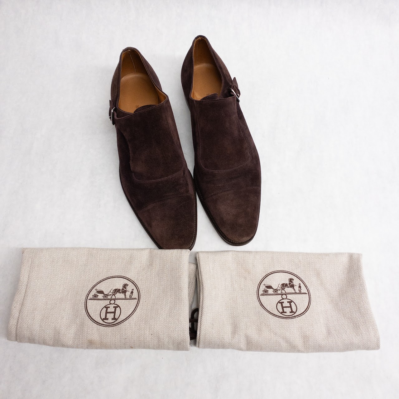 Hermès Suede Monk Strap Shoes