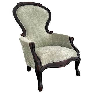Victorian Carved Mahogany Velvet Upholstered Armchair