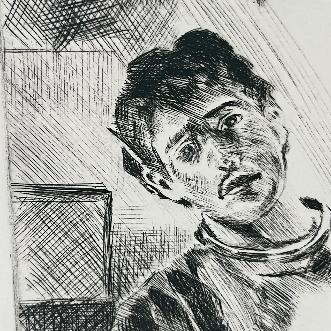 Massen Signed Self-Portrait Etching