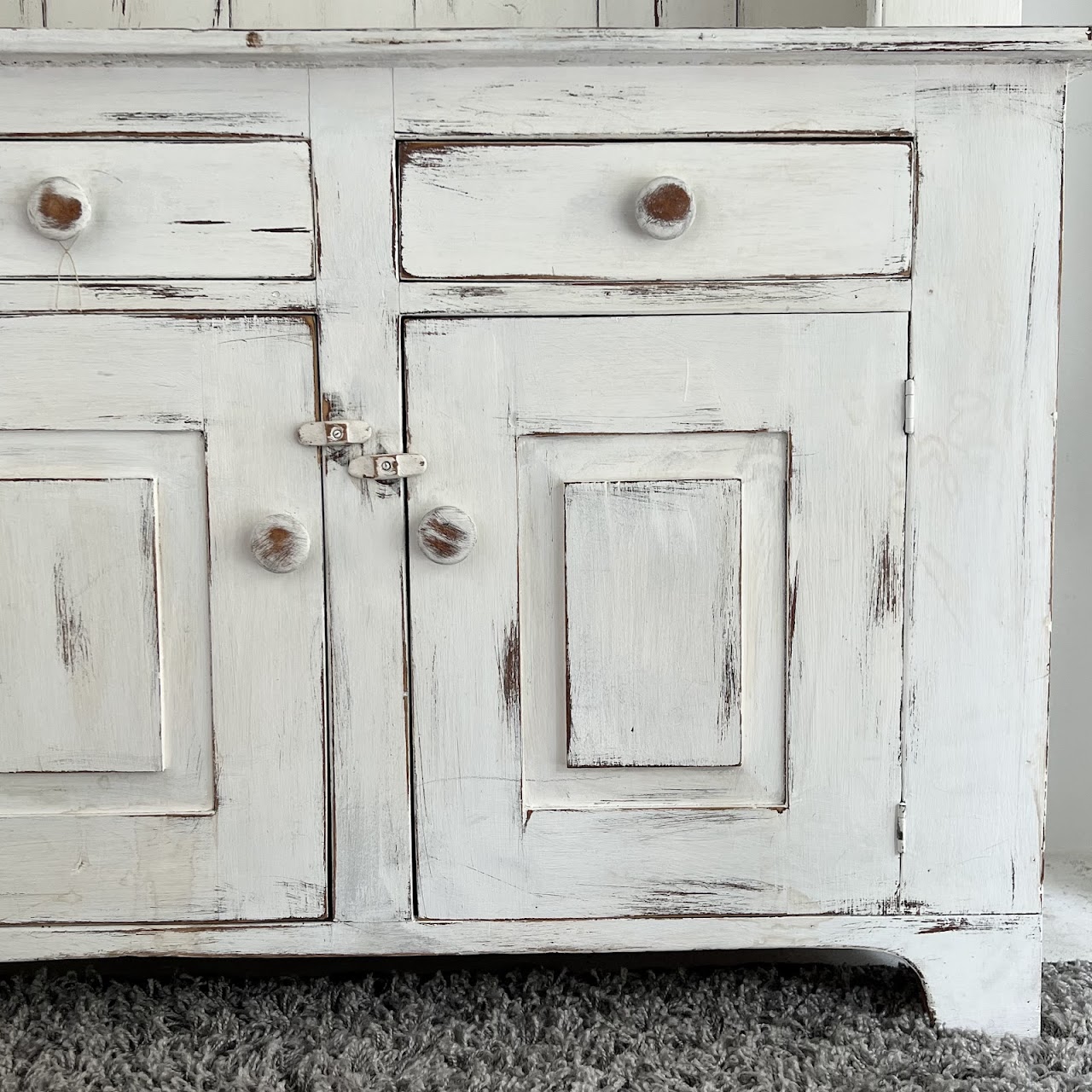 Rustic Painted Pine Hutch