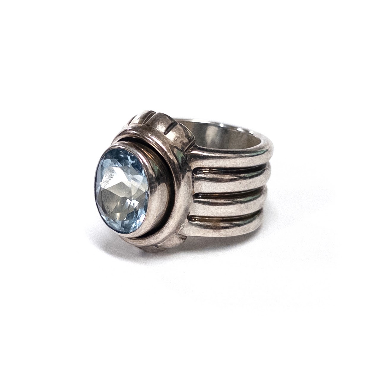 Sterling Silver and Pale Blue Stone Ring