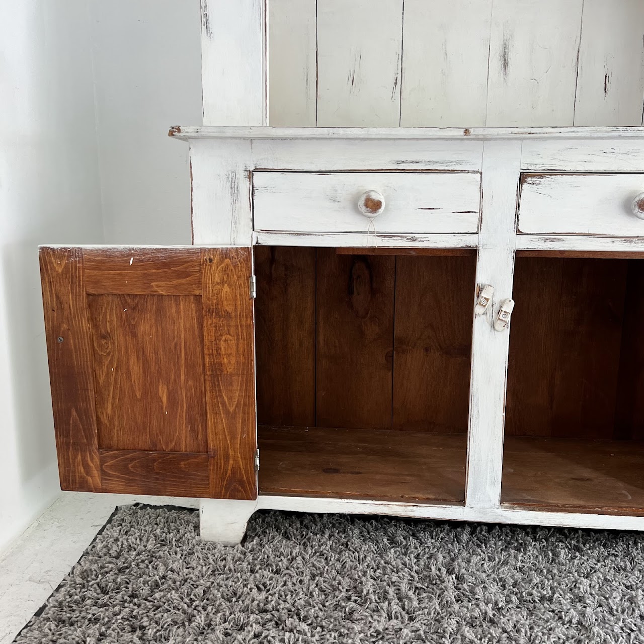 Rustic Painted Pine Hutch